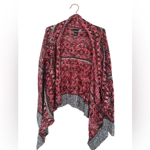 Daytrip Womens Knit Cardigan Sweater Sz Small Asymmetric Red Green - Picture 1 of 5